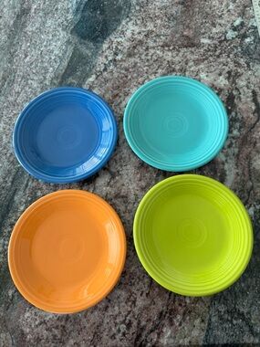 Fiesta 7 1/4” Salad Plates Turquoise, Lapis, Tangerine, Lemongrass Set of 4